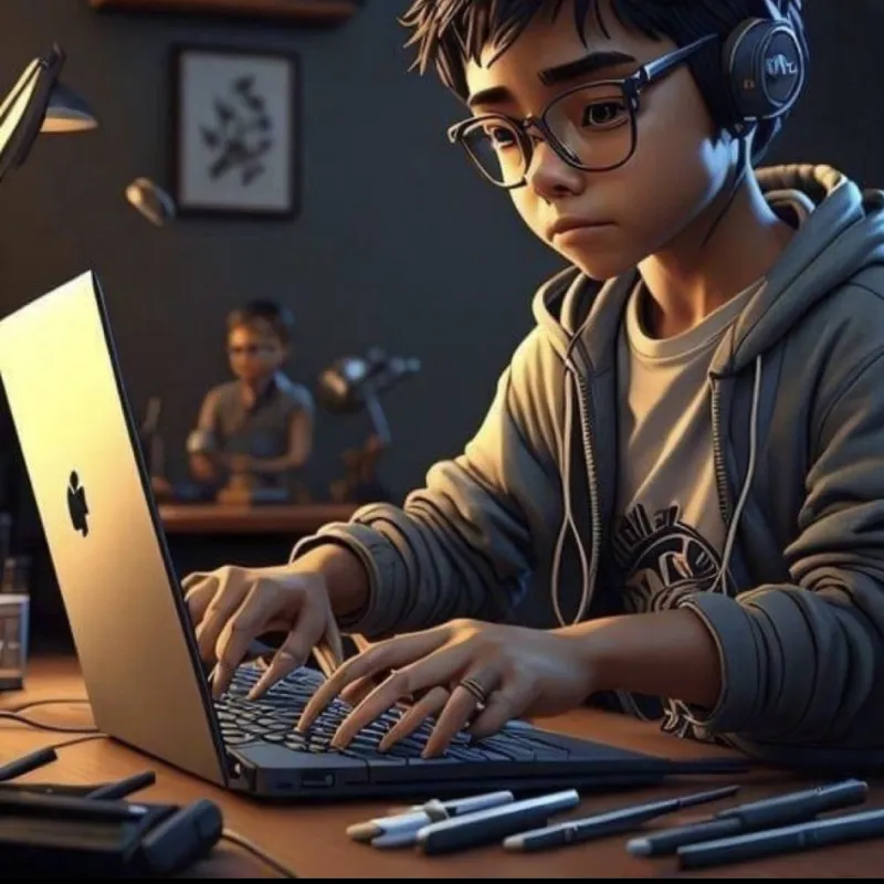 Jeune développeur concentré